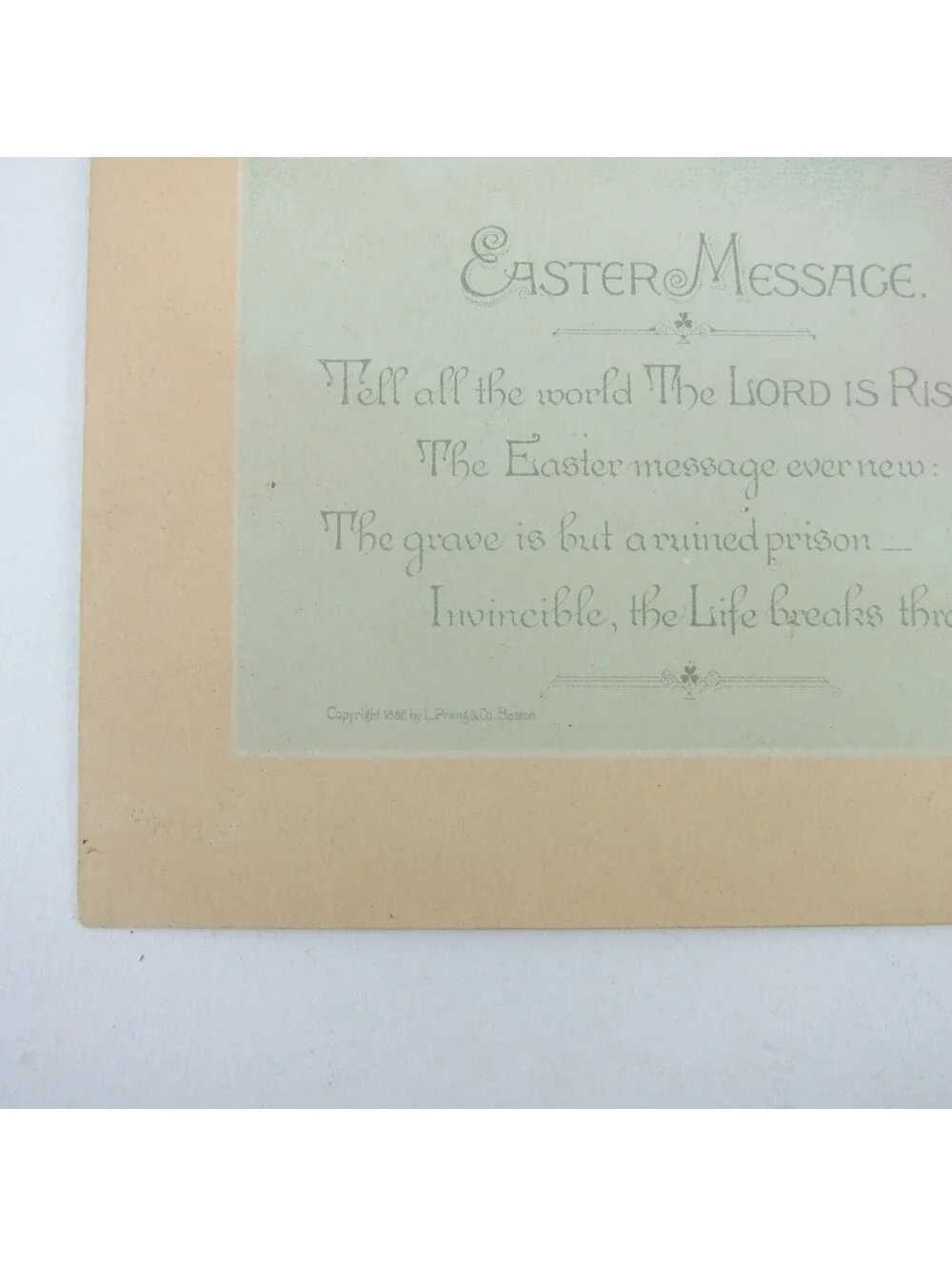 Victorian Easter Greeting Card Two Birds Flying Blue Fruit Tree Antique 1882